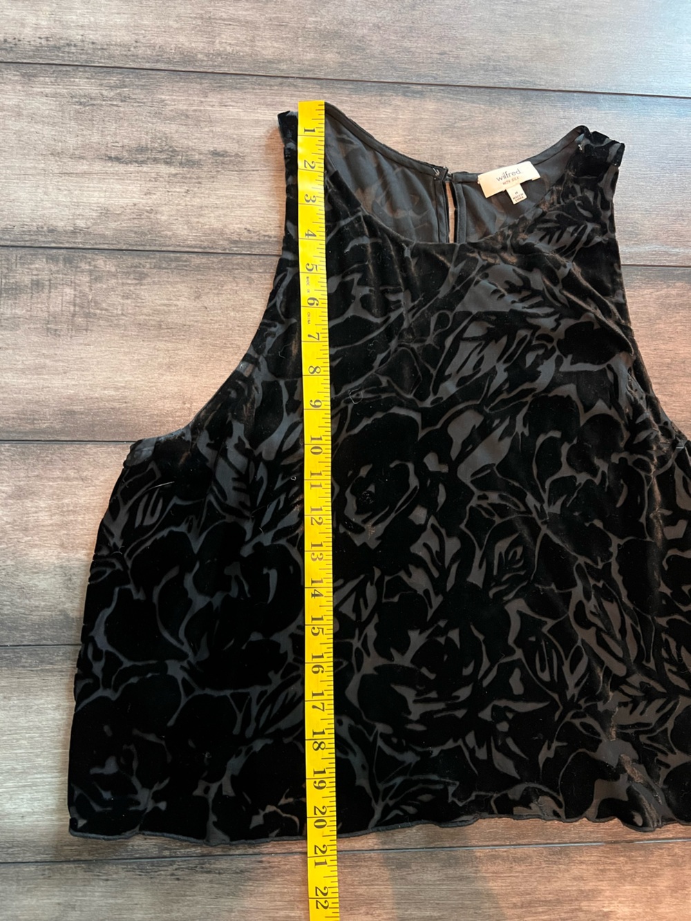 ARITZIA Wilfred Sheer Velvet Floral Tank Silk Blend Cropped Top - Picture 4 of 7